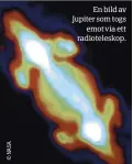  ??  ?? En bild av Jupiter som togs emot via ett radioteles­kop.