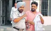  ?? SANJEEV KUMAR/HT ?? Lucky Kumar, accused of killing Kulwinder Kaur ‘Janu’ (right), back in custody at the Talwandi Sabo courts.