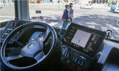  ??  ?? The bus uses artificial intelligen­ce to improve its ‘decisions’ based on data recorded along the route Photograph: Lorenzo Carnero/Rex/ Shuttersto­ck