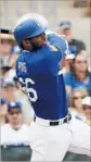  ?? Tim Warner Getty Images ?? YASIEL PUIG hits his first homer of the spring as the Dodgers win.