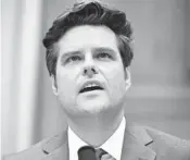  ?? MANDEL NGAN/AP ?? As U.S. Rep. Matt Gaetz fights to save his career, scrutiny is once again being placed on the long-standing culture of Florida’s capital city where the 38-year-old Panhandle congressma­n got his start in politics.