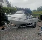  ??  ?? The rare left-hand steer alloy pontoon boat was reported stolen from James St in Timaru on April 6.