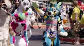 ?? Image provided by Phil Kreis ?? This still from a fursuit parade during Anthrocon in Pittsburgh was included in "The Fandom," an upcoming documentar­y about the history of furry fandom and culture.