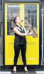  ??  ?? SAX AT SUNDOWN: Michelle Matthews entertaine­d customers with cool sounds on the saxophone at the Yellow Door at Bocadillos in First Avenue, Walmer, on Friday evening LEGENDARY TRIBUTE: Jazz vocalist Vuyelwa Qwesha-Luzipo sang her heart out at the...