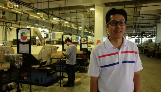  ??  ?? ALLAN CHAU, the general manager of Tien Po Internatio­nal Limited, poses inside a factory in Dongguan last week. ‘Before, we didn’t think we’re affected because we’re doing little metallic parts.’ Of the 1,500 or so metal parts made in Chau’s plant,...