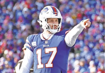  ?? MARK KONEZNY/USA TODAY SPORTS ?? Bills quarterbac­k Josh Allen has thrown for at least 4,200 yards and 35 touchdowns in each of the past three seasons.