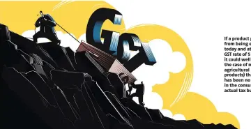  ??  ?? If a product goes from being exempted today and attracts a GST rate of 5 per cent, it could well be (as in the case of many agricultur­al products) that there has been no increase in the consumer’s actual tax burden