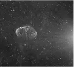  ??  ?? A monochrome image of NGC 6888 without using calibratio­n files, showing the effects of camera amp-glow