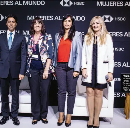  ??  ?? PANEL. Susana Von der Heide, Liliana Parodi, Patricia Bindi, Tamara Vinitzky y Cecilia Luchía Puig. Al centro, el titular del HSBC, Juan Marotta.