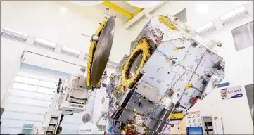  ?? (Photo TAS) ?? Lancé en janvier dernier depuis Arianespac­e, en Guyane, Eutelsat Konnect, satellite de télécommun­ications tout électrique, est un des derniers satellites réalisé sous maîtrise d’oeuvre Thales Alenia Space.