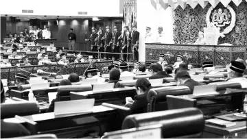  ??  ?? Yang di-Pertuan Agong Sultan Muhammad V delivering his speech at the official opening of the first meeting of the fifth session of the 13th Parliament. - Bernama photo