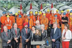  ?? THE HAMILTON SPECTATOR FILE PHOTO ?? Foreign Affairs Minister Chrystia Freeland visited Stelco in June to announce details about retaliator­y tariffs against the U.S.