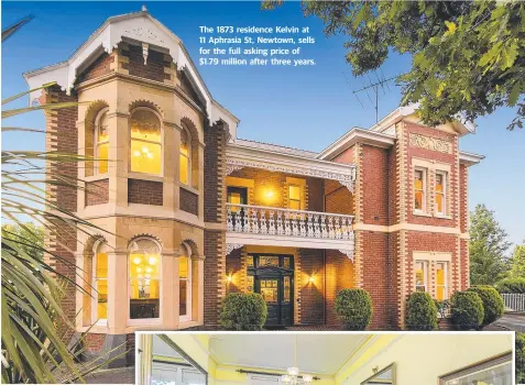  ??  ?? The 1873 residence Kelvin at 11 Aphrasia St, Newtown, sells for the full asking price of $1.79 million after three years.