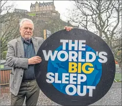  ??  ?? Actor Brian Cox at the Big Sleep Out in Edinburgh yesterday
