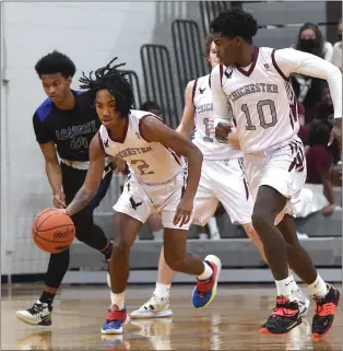  ?? PETE BANNAN - MEDIANEWS GROUP ?? Chichester’s Akhir Keys, left in this January game against Academy Park, hit the key three-pointer in the Eagles’ win over Chester Tuesday night.