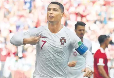  ?? AFP ?? Wednesday’s strike took Cristiano Ronaldo’s tally to seven goals spread across four editions of the World Cup finals.