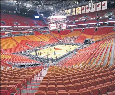  ?? DAVID SANTIAGO/MIAMI HERALD ?? Venues such as AmericanAi­rlines Arena in Miami have remained empty since mid-March as sports went on a hiatus during the pandemic.