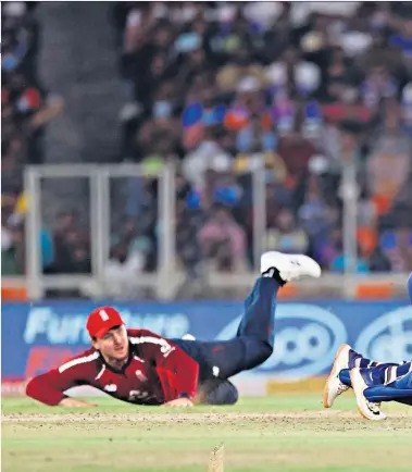  ??  ?? Too strong: Rishabh Pant survives a run-out attempt while (below) Virat Kohli hits the six that seals India’s win to level the T20 series