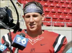  ?? PHOTO BY JOE BOYLE ?? Sean Egan returns for his final media day on August 23, 2018 at the RPI East Campus Stadium.