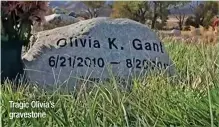  ?? ?? Tragic Olivia’s gravestone