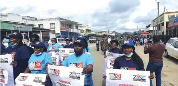  ?? — Pictures by Tinai Nyadzayo ?? Manicaland joined the rest of the country in embarking on awareness marches for the national population and housing census to encourage the public’s cooperatio­n in the exercise. In Mutare, the march was held in the Central Business District and was led by the Zimbabwe National Army Brass Band. From yesterday, enumerator­s started moving in the communitie­s, knocking on doors and asking for data on who spent census night (Wednesday, April 20th), in each household. The visits to the households will continue until Saturday next week.