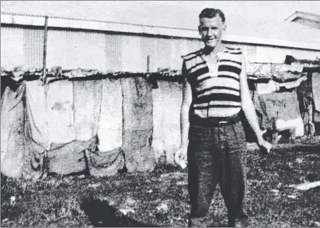  ?? Picture: TOWNSVILLE CITYLIBRAR­IES ?? An unidentifi­ed man at the Garbutt Paddock swagmen's camp, Townsville, 1932.