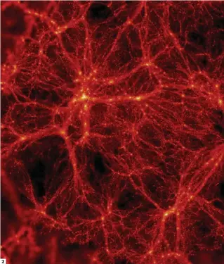  ??  ?? 2
Scientists theorise that the Universe is filled with dark matter, as visualised here. The only problem is, we haven’t spotted it 2