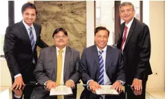  ??  ?? (From left) ArcelorMit­tal Europe CEO and CFO Aditya Mittal, SAIL Chairman C S Verma, ArcelorMit­tal CEO Lakshmi Mittal and Power Secretary Rakesh Singh