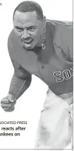  ?? ASSOCIATED PRESS ?? Mookie Betts of the Red Sox reacts after stealing third base vs. the Yankees on Friday.