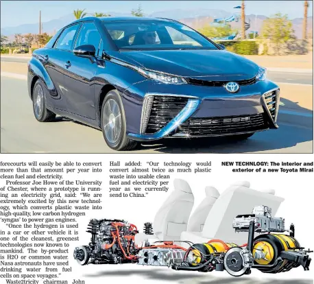  ??  ?? NEW TECHNLOGY: The interior and exterior of a new Toyota Mirai