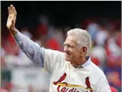  ?? JEFF ROBERSON — THE ASSOCIATED PRESS FILE ?? Tim McCarver, a member of the St. Louis Cardinals' 1967 World Series championsh­ip team, takes part in a ceremony honoring the 50th anniversar­y of the victory before the start of a baseball game between the St. Louis Cardinals and the Boston Red Sox on May 17, 2017, in St. Louis.