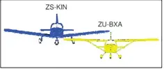  ??  ?? Approximat­e position of the two aircraft looking twards them