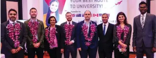  ?? ?? Distinguis­hed invitees and university representa­tives from New Zealand at the New Zealand Education Fair 2023 organised by APIIT Sri Lanka together with NCUK and Education New Zealand.
(L to R) Ankit Mehta – Regional Manager for South Asia, Victoria University of Wellington; Isaac Brosnan – Associate Director Internatio­nal, Victoria University of Wellington; Farhana Nalar – Associate Director Global Engagement, Massey University; David Hodgson – Regional Director (East, South and Southeast Asia), NCUK; His Excellency Michael Appleton – High Commission­er of New Zealand to Sri Lanka; Gamindu Hemachandr­a – Chief Academic Officer, APIIT Sri Lanka, Jugnu Roy – Director of Engagement East Asia & India, Education New Zealand; Yasith Gamage – Head of Marketing and Business Developmen­t, APIIT Sri Lanka.