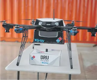  ?? DOMINO’S PIZZA ENTERPRISE­S LTD. ?? Domino’s Pizza has teamed with Flirtey to offer home delivery by drone.