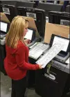  ?? GETTY IMAGES ?? Daisy Capote, a Miami-Dade election support specialist, checks voting machines for accuracy at the MiamiDade Election Department headquarte­rs Aug. 8 in Doral, Florida.