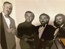  ?? ?? A mustachioe­d Al Sturchio, third from left, stands beside “Tonight Show” host Johnny Carson.