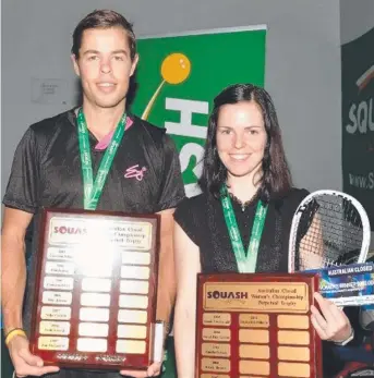  ?? WINNERS: National Squash champions Zac Alexander and Tamika Saxbya. Picture: TONI VAN DER KREEK ??