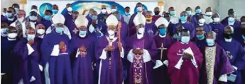  ??  ?? Cross section of the Catholic clerics that gathered at Nunya in memory of Msgr Madu