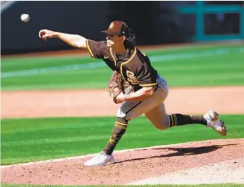  ?? K.C. ALFRED U-T ?? Reliever Taylor Williams, shown during spring, hasn’t given up a hit and walked one in his two appearance­s.