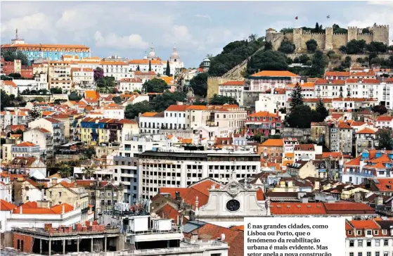  ??  ?? É nas grandes cidades, como Lisboa ou Porto, que o fenómeno da reabilitaç­ão urbana é mais evidente. Mas setor apela a nova construção