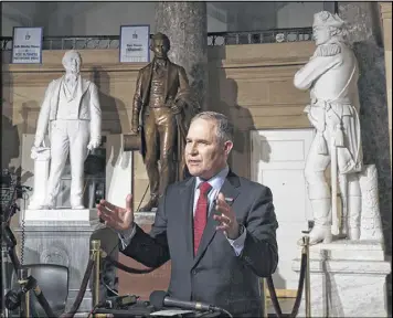  ?? STEPHEN CROWLEY / THE NEW YORK TIMES ?? New EPA Administra­tor Scott Pruitt is a skeptic of climate science. Trump plans to sign an order directing Pruitt to start the process of unwinding EPA regulation­s for cutting greenhouse pollution from coal-fired power plants.