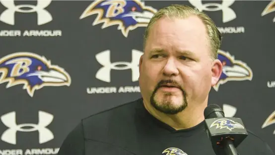  ?? KEVIN RICHARDSON/BALTIMORE SUN ?? Greg Roman is out as the Ravens’ offensive coordinato­r after four seasons.