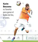  ?? ?? Karim Benzema es favorito para ganar el Balón de Oro, el lunes.