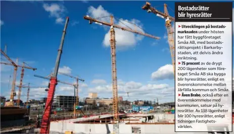  ?? ARKIVFOTO: ANDREAS ENBUSKE ?? BYGGBOOM. Hagastaden, nya innerstads­delen där Stockholm och Solna möts, planeras stå färdig 2025. Totalt planeras 6 000 bostäder i området.