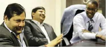  ??  ?? Duduzane Zuma (right), son of the former president, used to work for the Gupta brothers