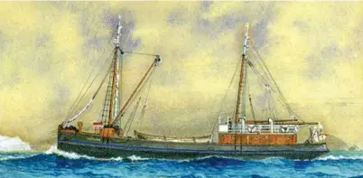  ??  ?? FAR LEFT Chas. Bailey’s tug Hipi. LEFT Kiritona in 1915, a watercolou­r by C.B. Norton.