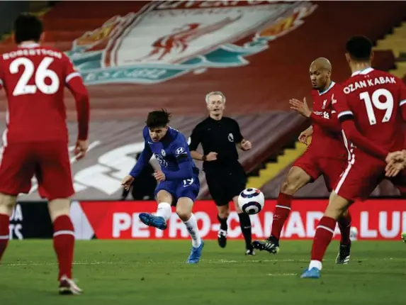  ??  ?? Mason Mount’s goal saw Chelsea beat Liverpool (Getty)