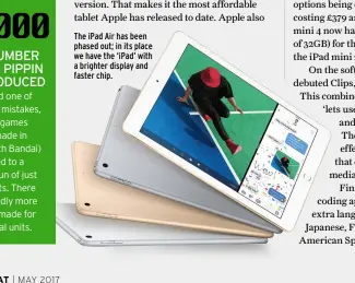  ??  ?? The iPad Air has been phased out; in its place we have the ‘iPad’ with a brighter display and faster chip.