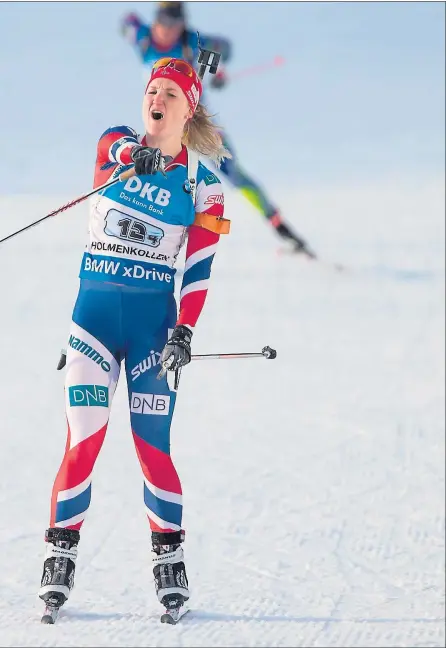  ?? FOTO: NTB SCANPIX ?? nd under VM i Holmenkoll­en. Denne sesongen drømmer hun om en reprise i VM-stafetten. Aller først må hun bli klar etM også i år, sier hun.