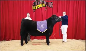  ?? CONTRIBUTE­D PHOTO ?? Carson Wallace (right) with his Supreme Grand Champion Market Steer named Prince at the Portervill­e Fairground­s, on Friday, May 17.